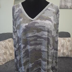 Camo V-Neck Sweater